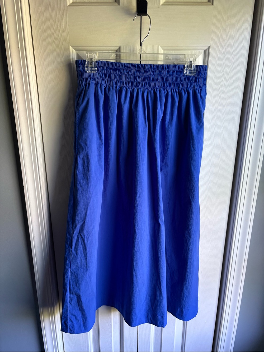 Athleta Womens Midday Midi Skirt Blue Pull On Pockets Size Small